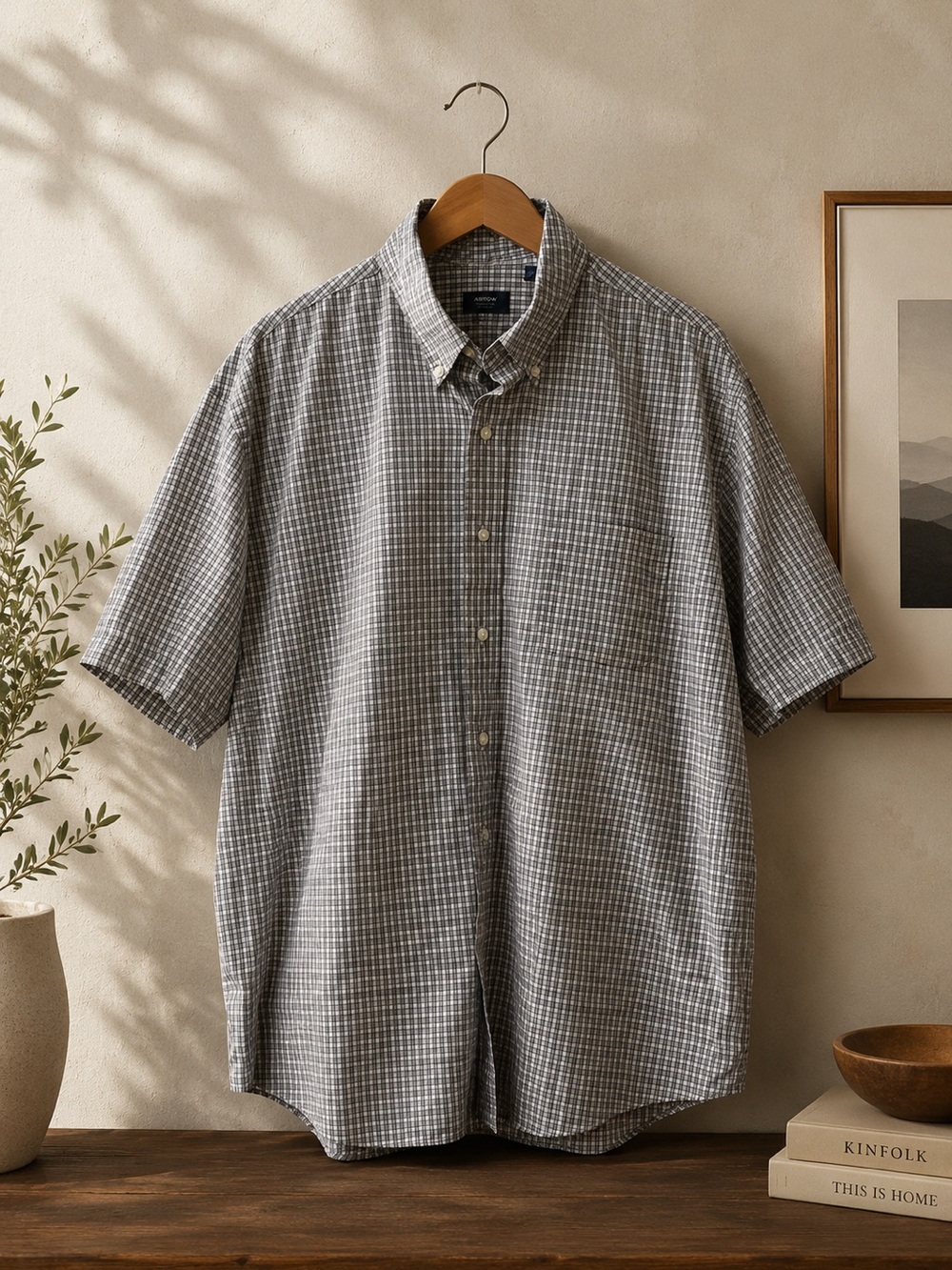Men's Arrow Short-Sleeve Button-Down Shirt - Gray Plaid